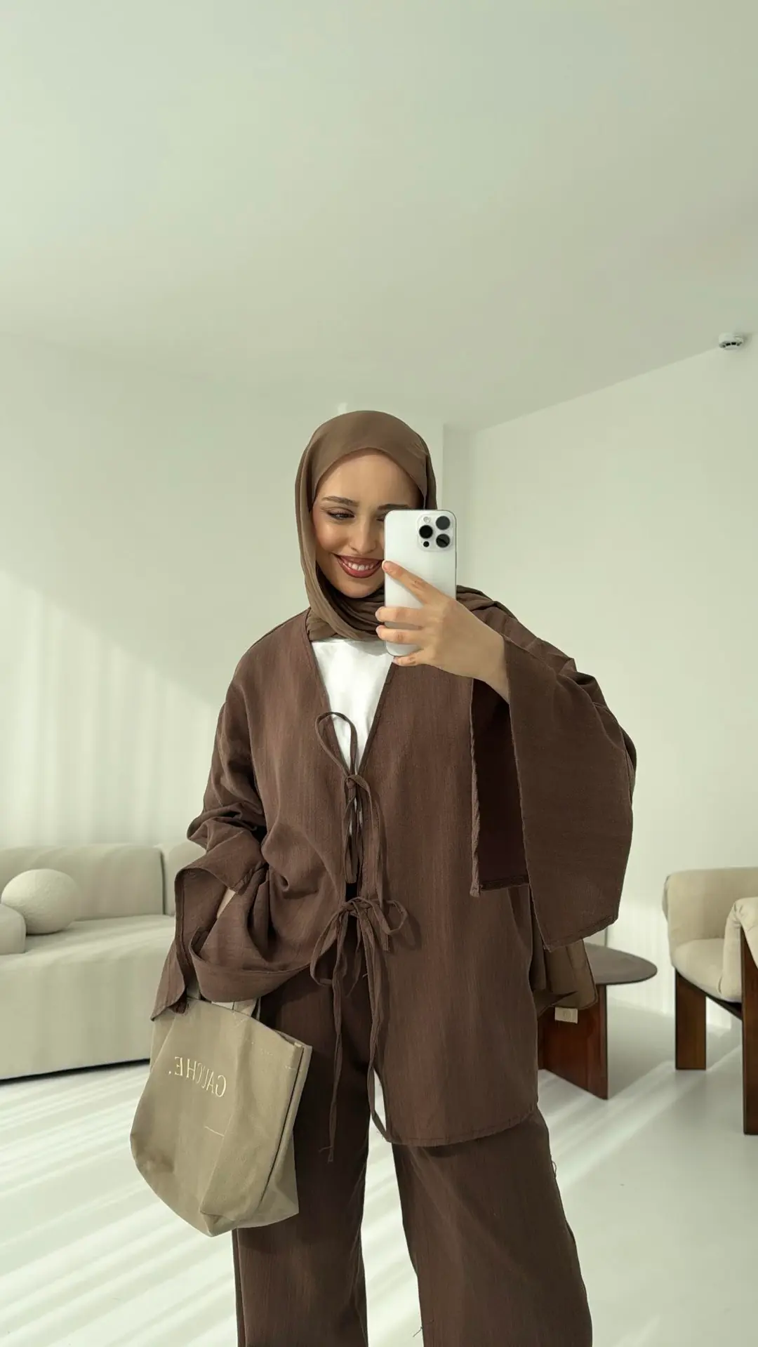 Kol Detaylı Kimono Keten Takım - Görsel 4