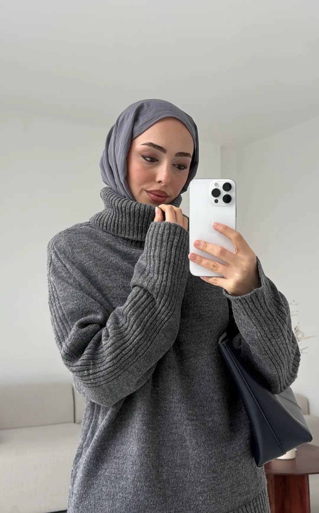 Kol Ortası Fitilli Kazak Antrasit - Görsel 7