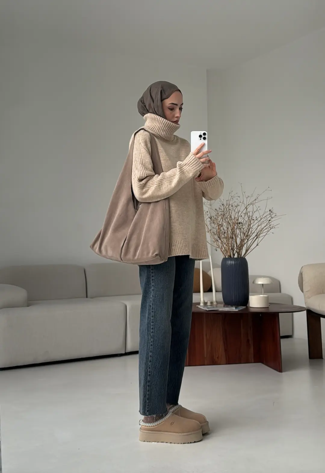 Kol Ortası Fitilli Kazak Bej - Görsel 4