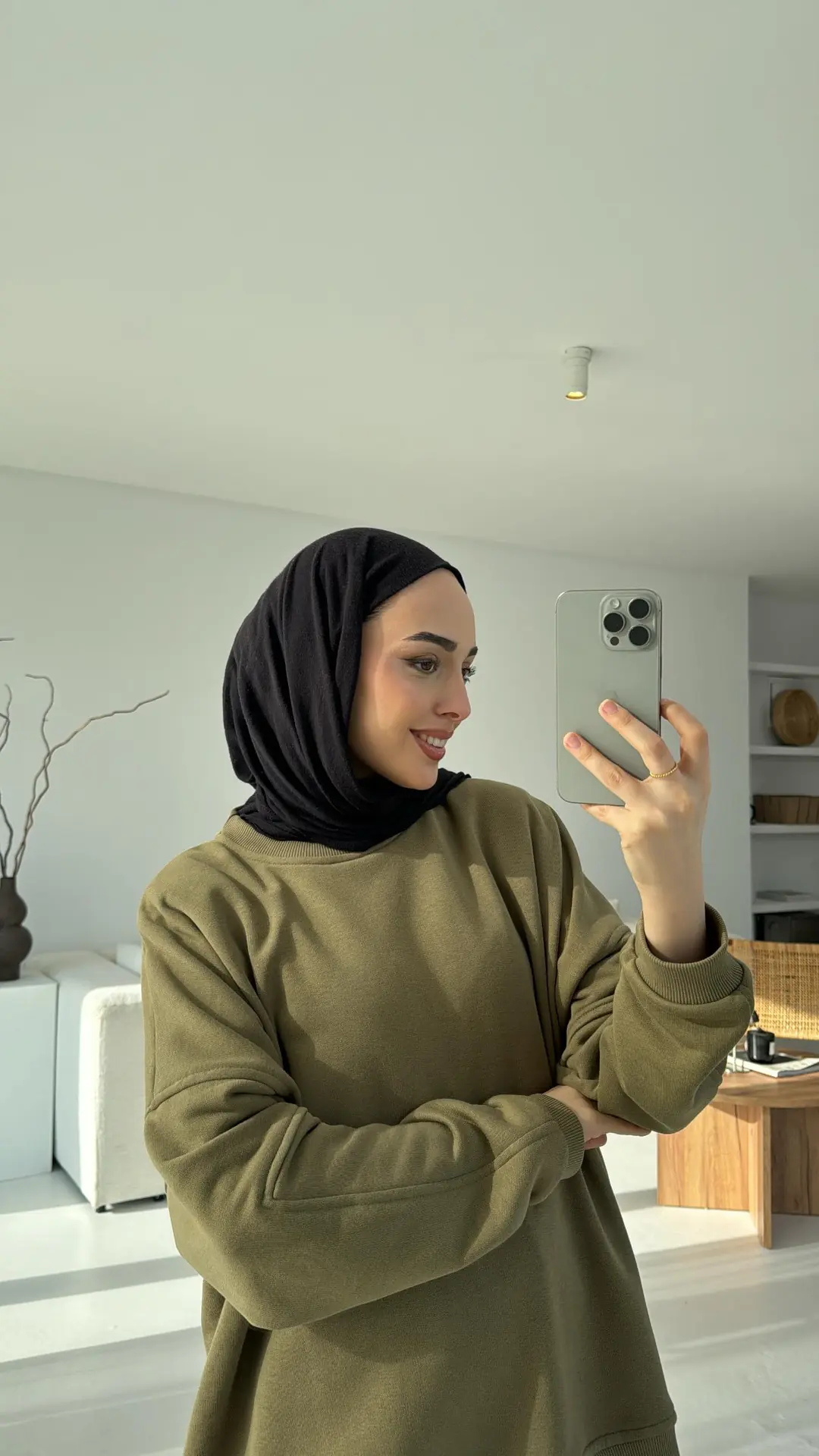 Kolları Dikiş Detaylı Oversize Sweatshirt Yeşil - Görsel 3