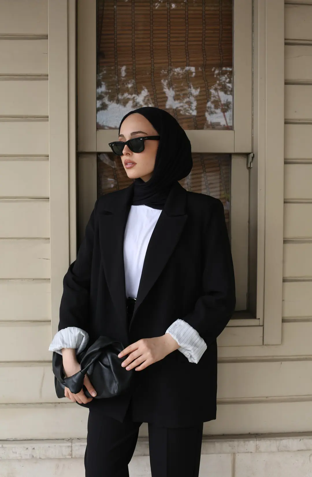 Kolu Katlamalı Blazer Ceket Siyah