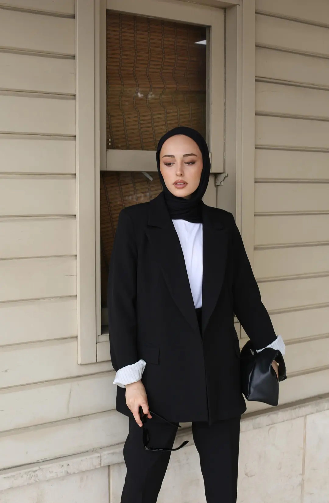 Kolu Katlamalı Blazer Ceket Siyah - Görsel 3