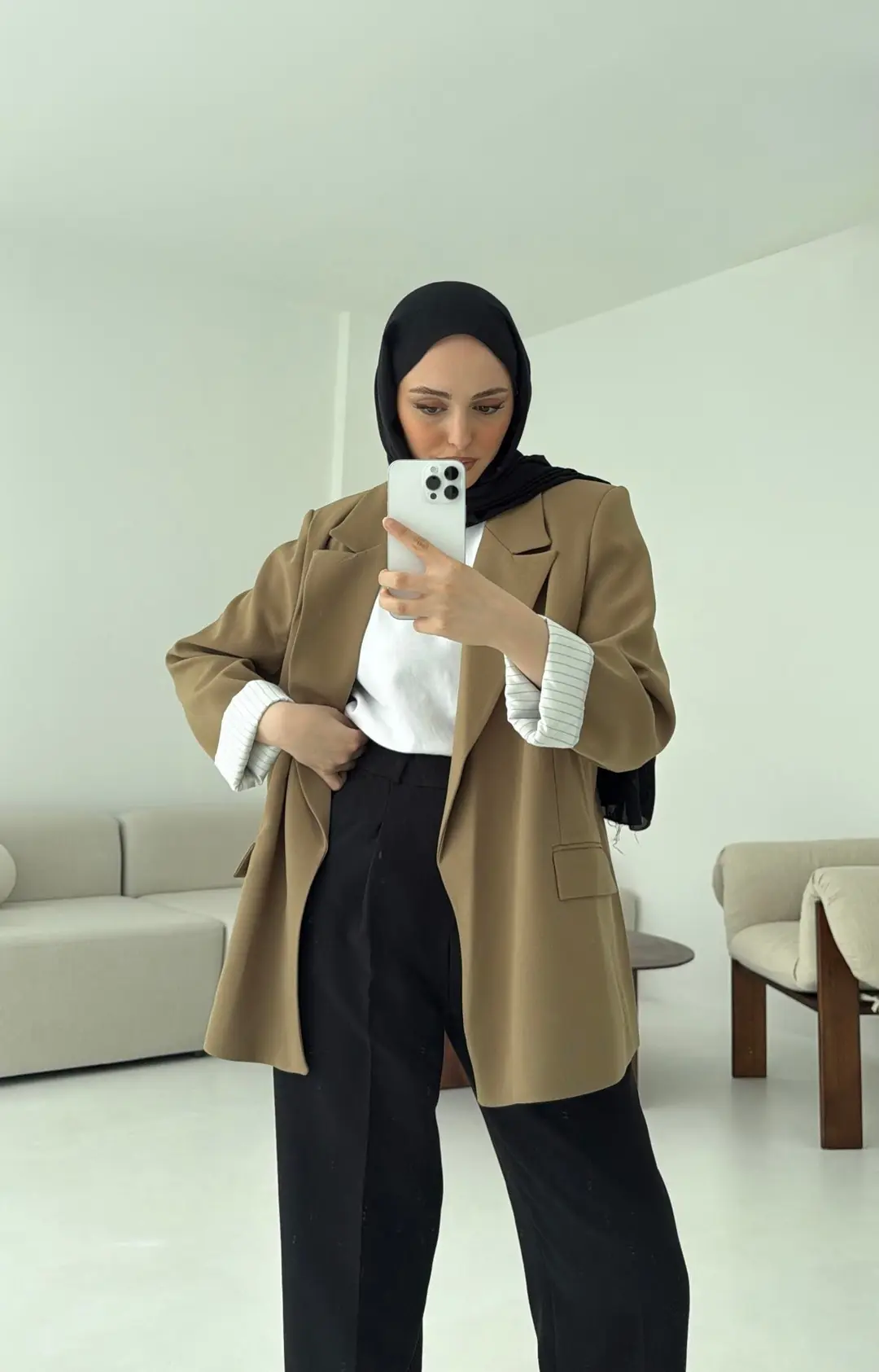 Kolu Katlamalı Blazer Olive