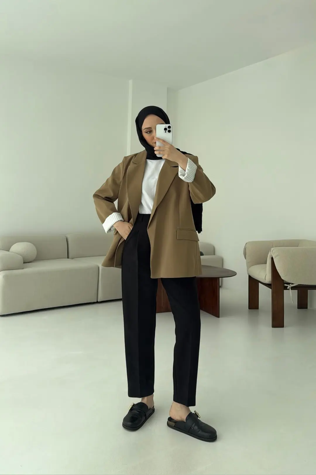 Kolu Katlamalı Blazer Olive - Görsel 3