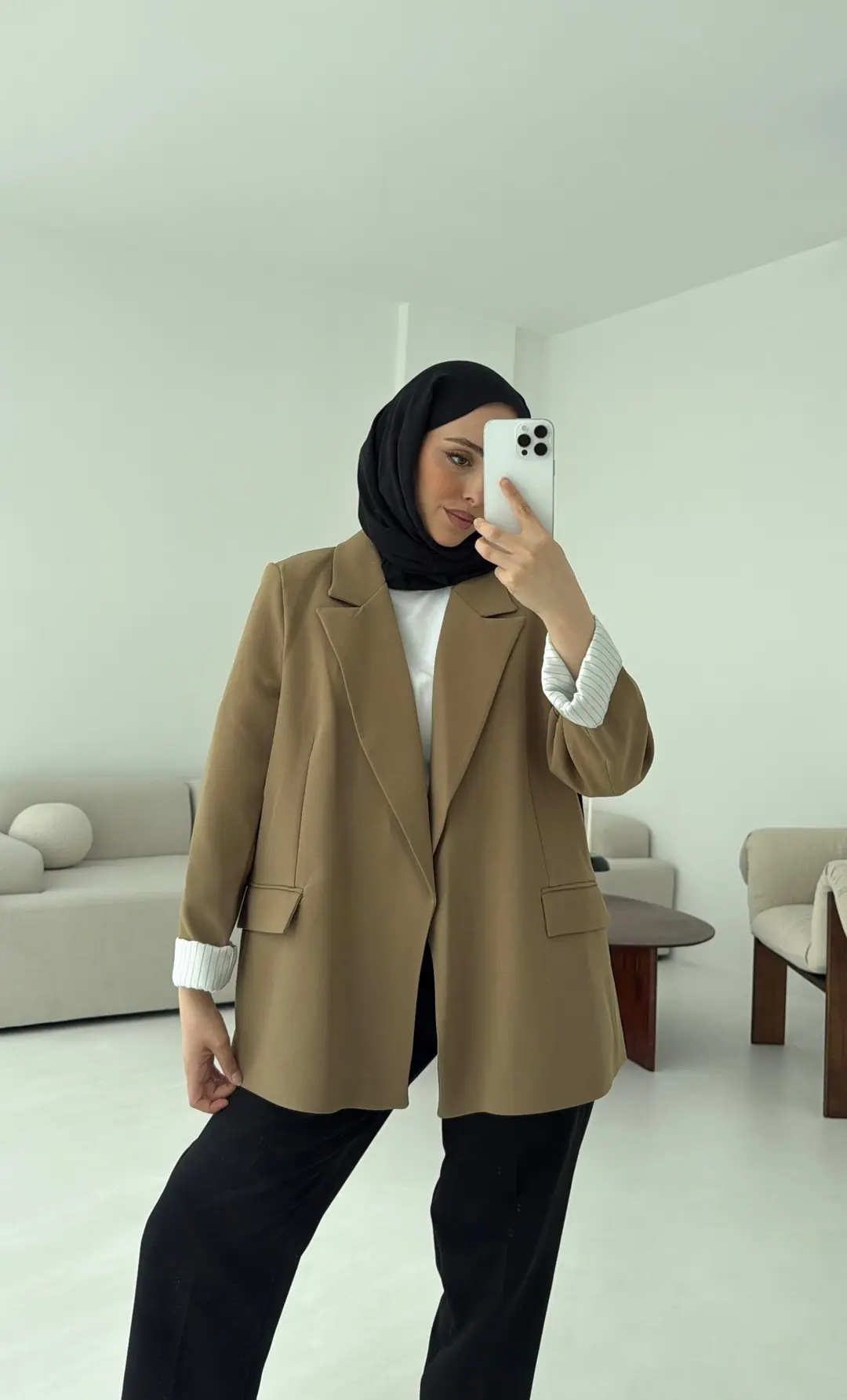 Kolu Katlamalı Blazer Olive - Görsel 4