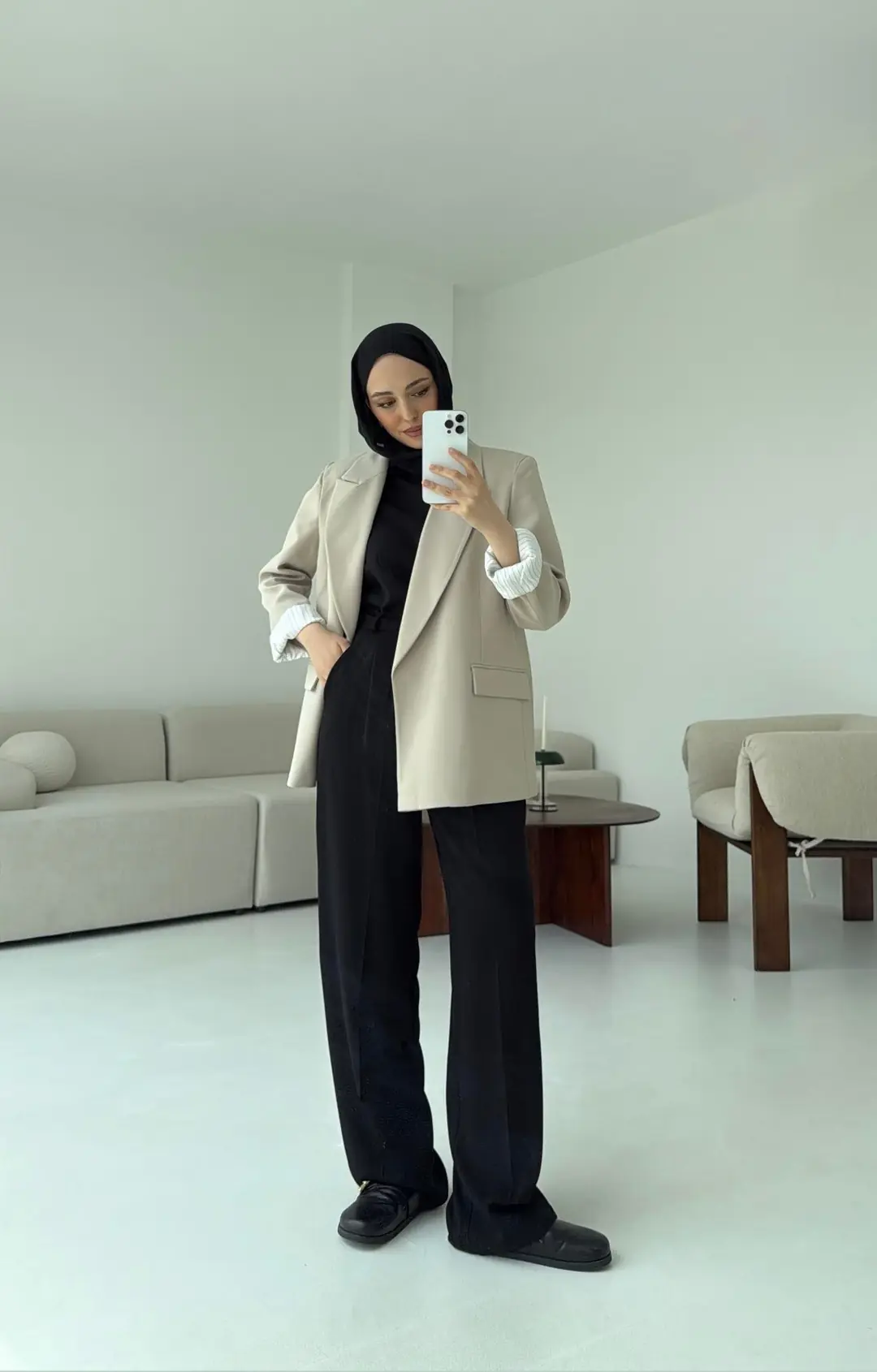 Kolu Katlamalı Blazer Vizon - Görsel 2