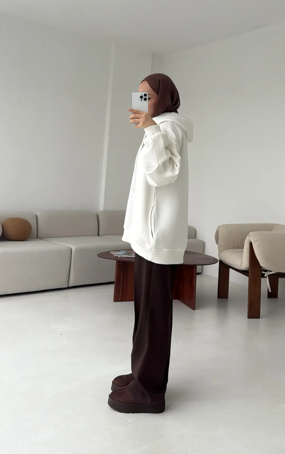 Kolu Pile Detay Oversize Sweatshirt Ekru - Görsel 4