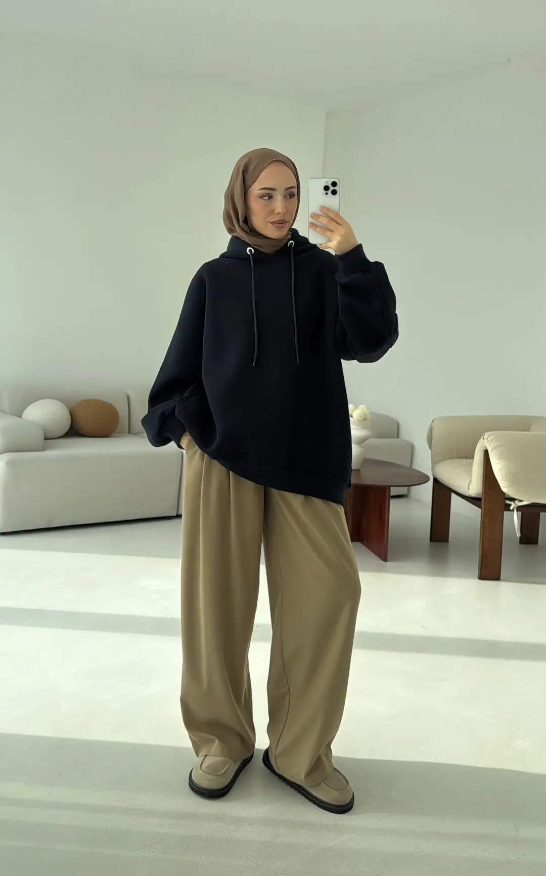 Kolu Pile Detay Oversize Sweatshirt Lacivert - Görsel 2