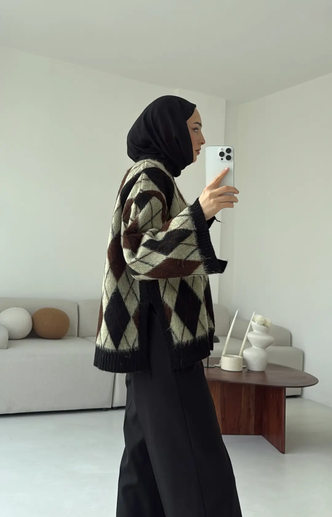 Kolu Yırtmaç Detay Tasarım Kazak Haki - Görsel 5