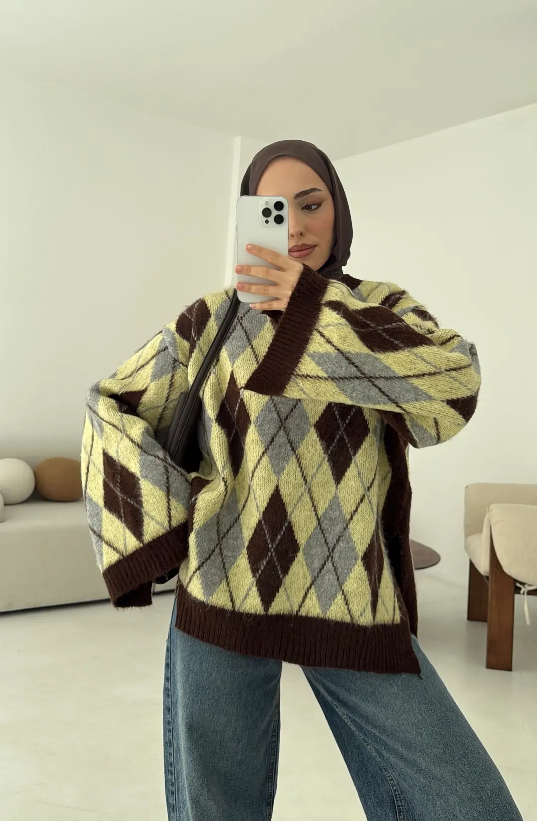 Kolu Yırtmaç Detay Tasarım Kazak Sarı - Görsel 6