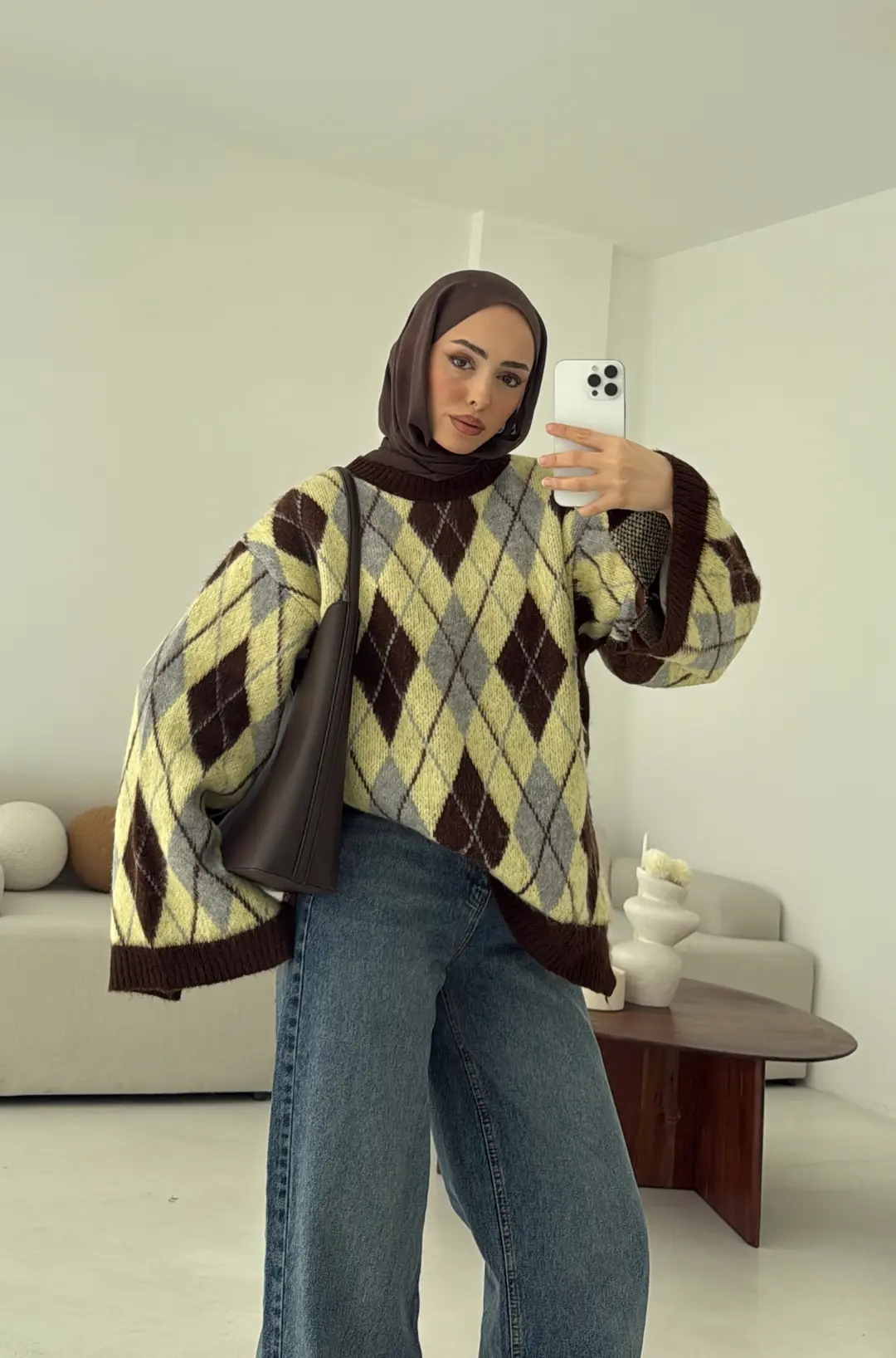 Kolu Yırtmaç Detay Tasarım Kazak Sarı - Görsel 7