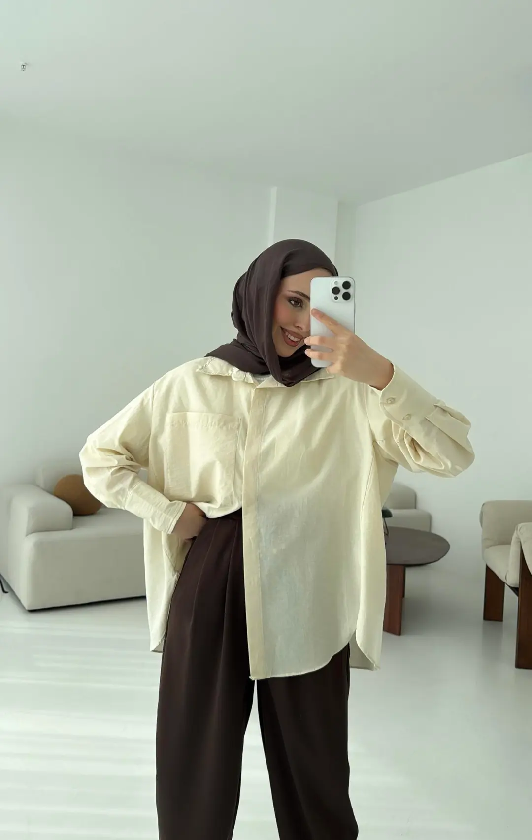 Koton Gömlek Bej - Görsel 2