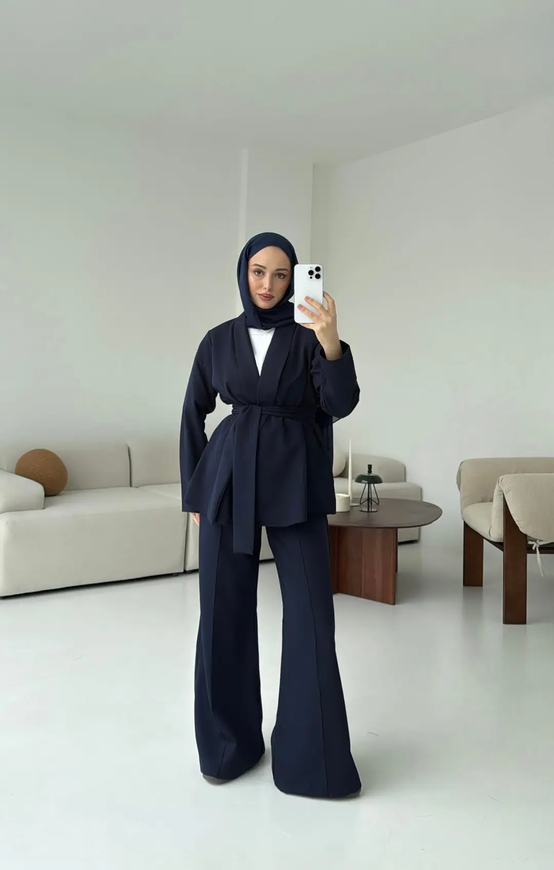 Krep Ceket Bağlamalı Takım Lacivert