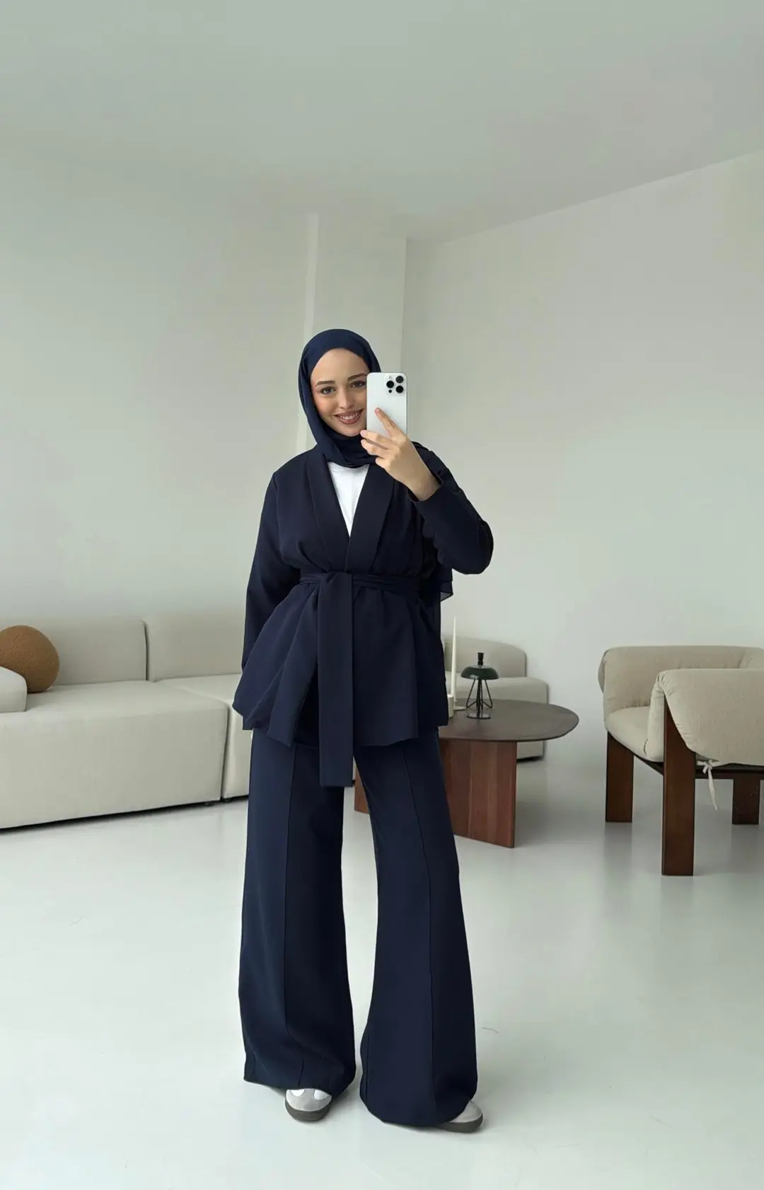 Krep Ceket Bağlamalı Takım Lacivert - Görsel 6