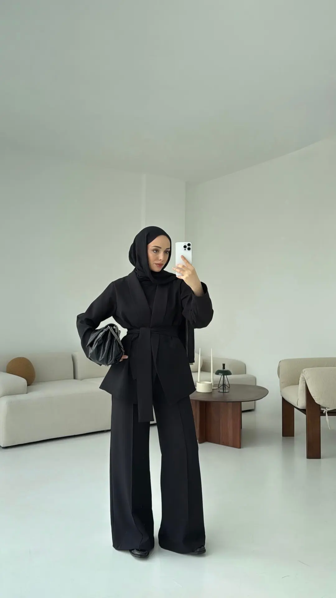 Krep Ceket Bağlamalı Takım Siyah - Görsel 2