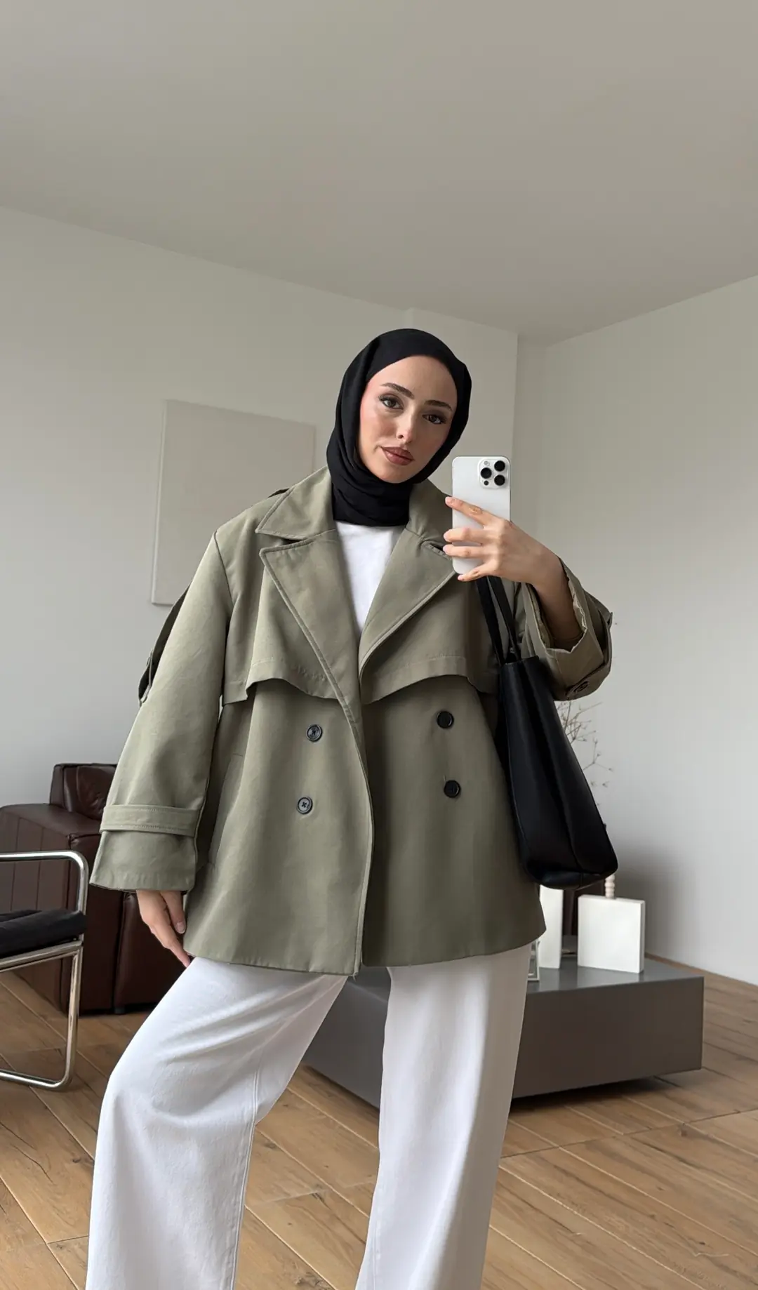 Kruvaze Apoletli Trençkot Çağla Yeşil - Görsel 2