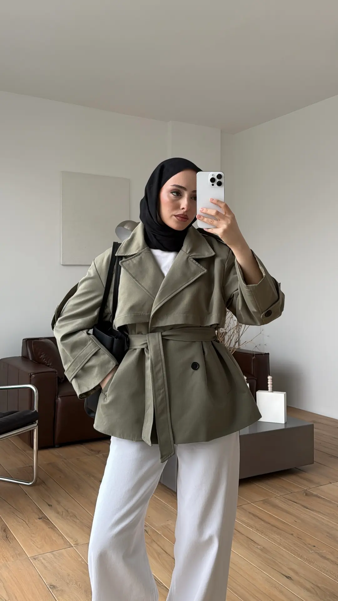 Kruvaze Apoletli Trençkot Çağla Yeşil - Görsel 5