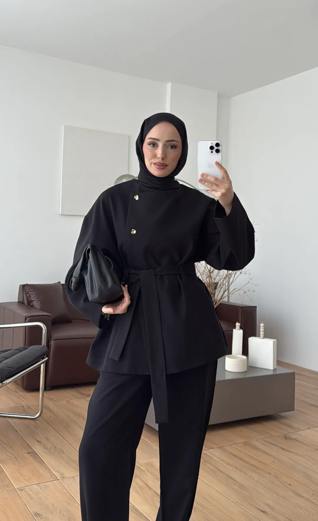 Kruvaze Asimetrik Takım Siyah - Görsel 10