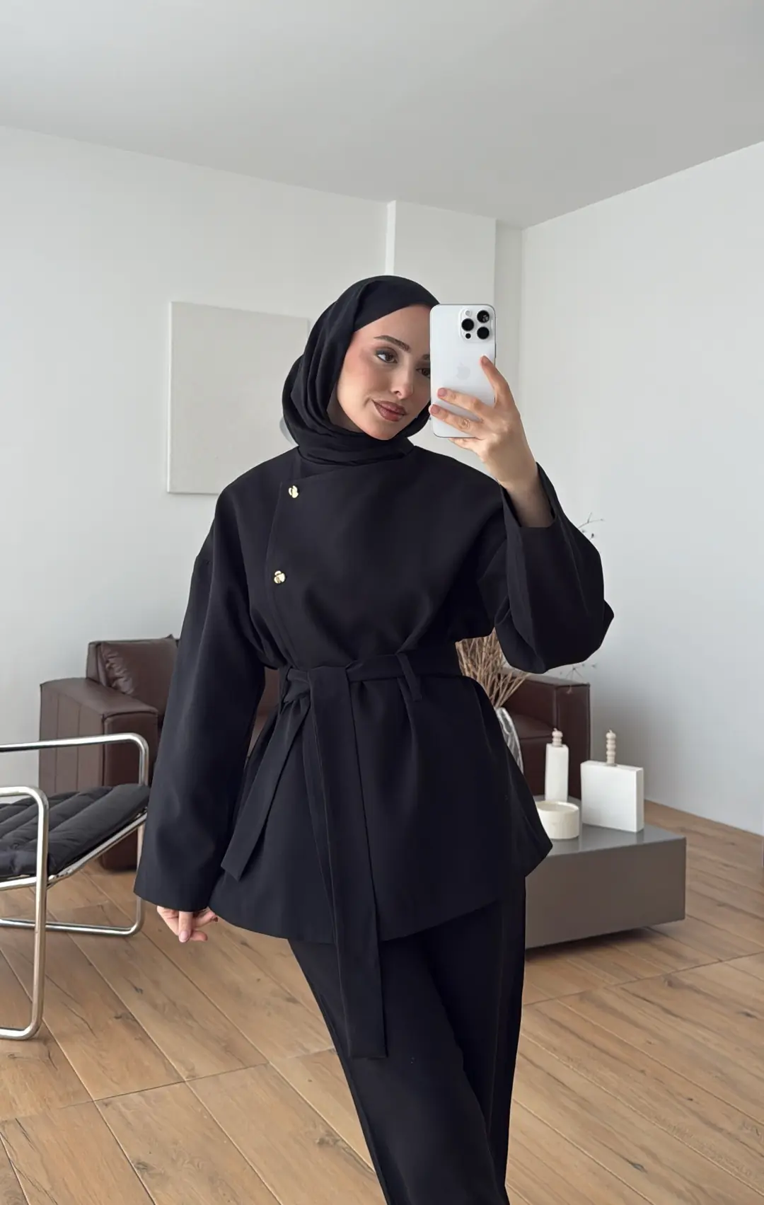 Kruvaze Asimetrik Takım Siyah - Görsel 3