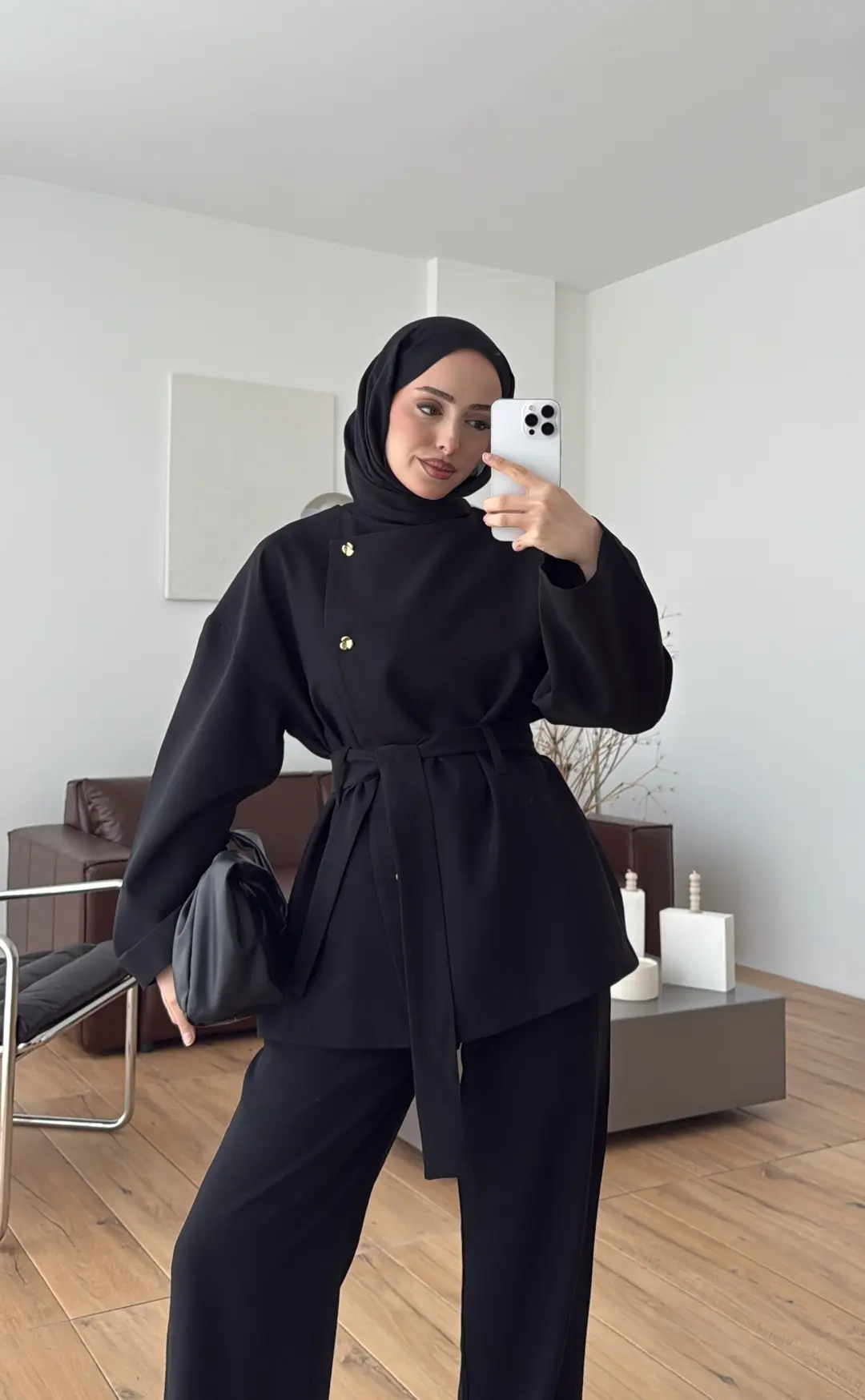 Kruvaze Asimetrik Takım Siyah - Görsel 4