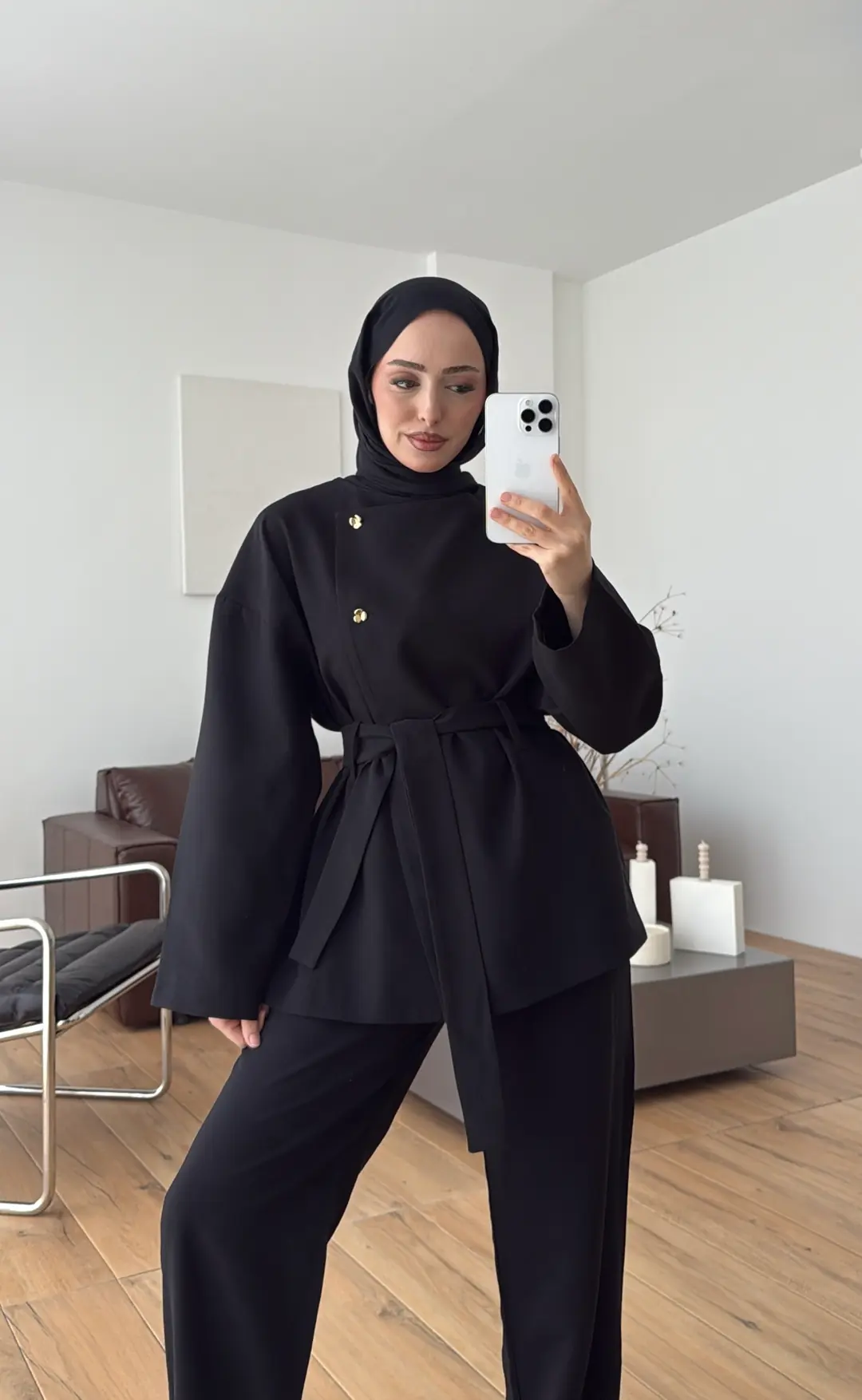 Kruvaze Asimetrik Takım Siyah - Görsel 6