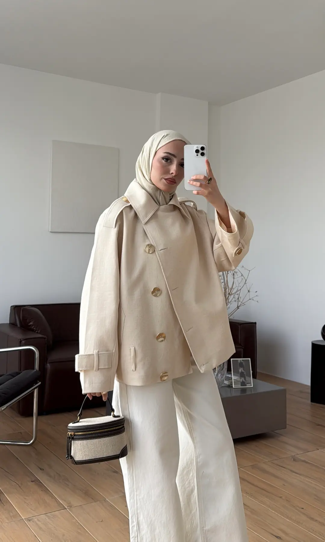 Kruvaze Trenç/Ceket Taş - Görsel 10