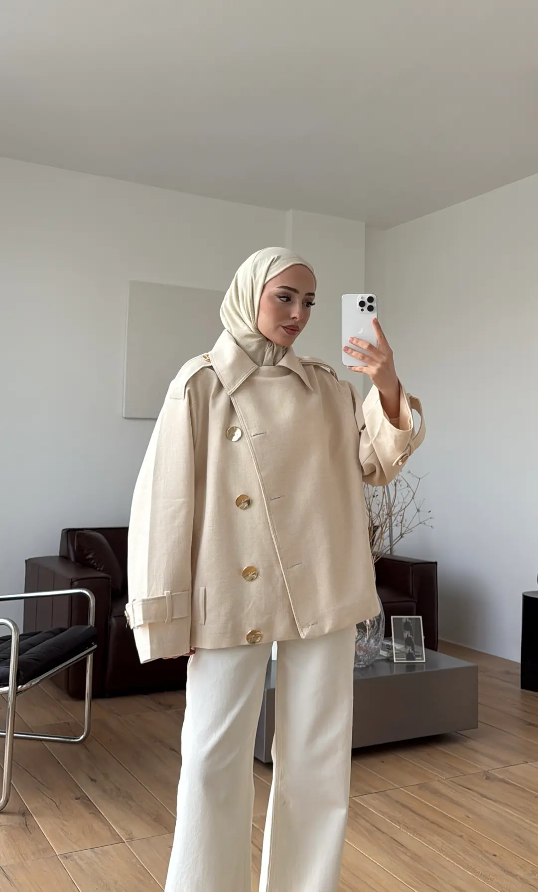 Kruvaze Trenç/Ceket Taş - Görsel 3