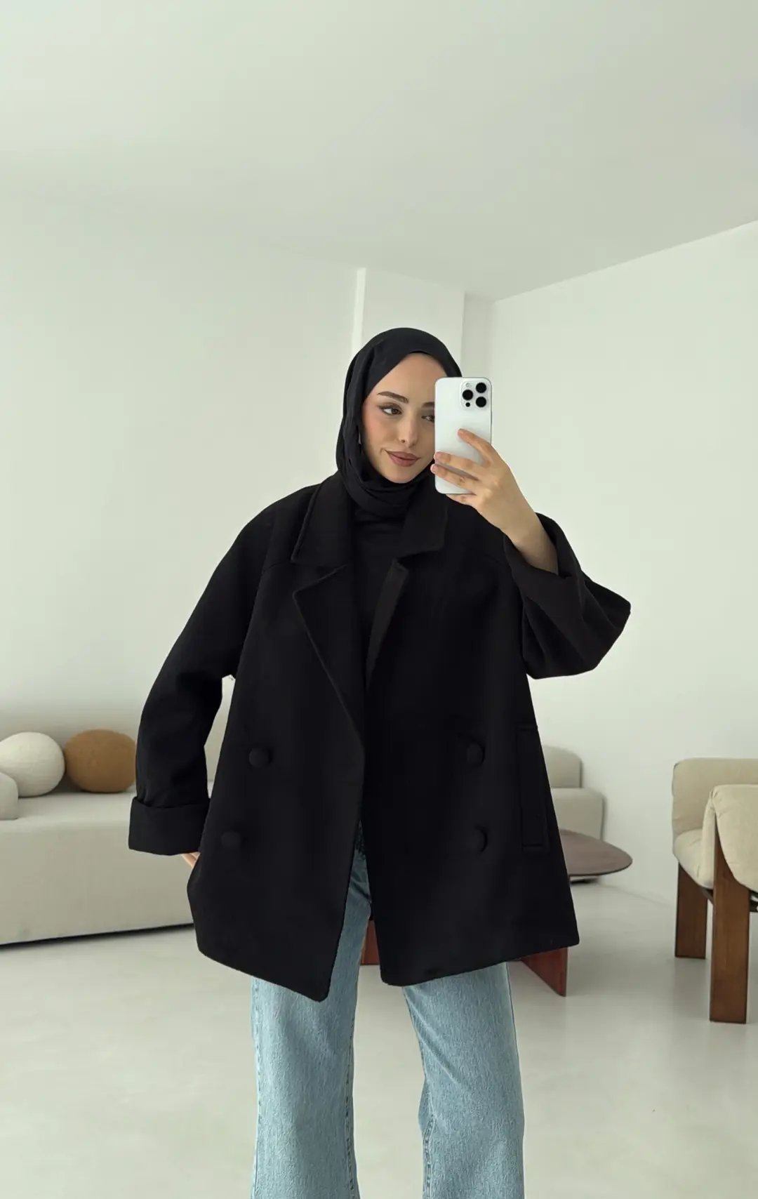 Kruvaze Yaka Kaşe Kaban - Görsel 2