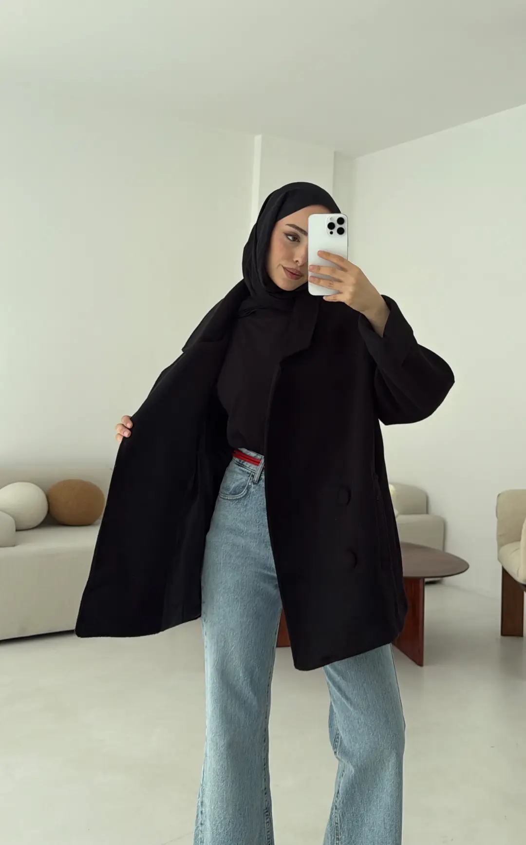 Kruvaze Yaka Kaşe Kaban - Görsel 3