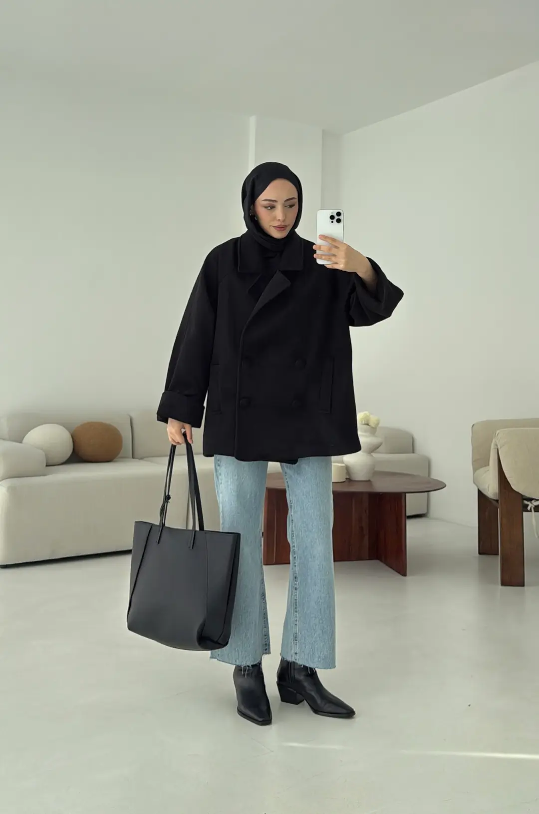 Kruvaze Yaka Kaşe Kaban - Görsel 4