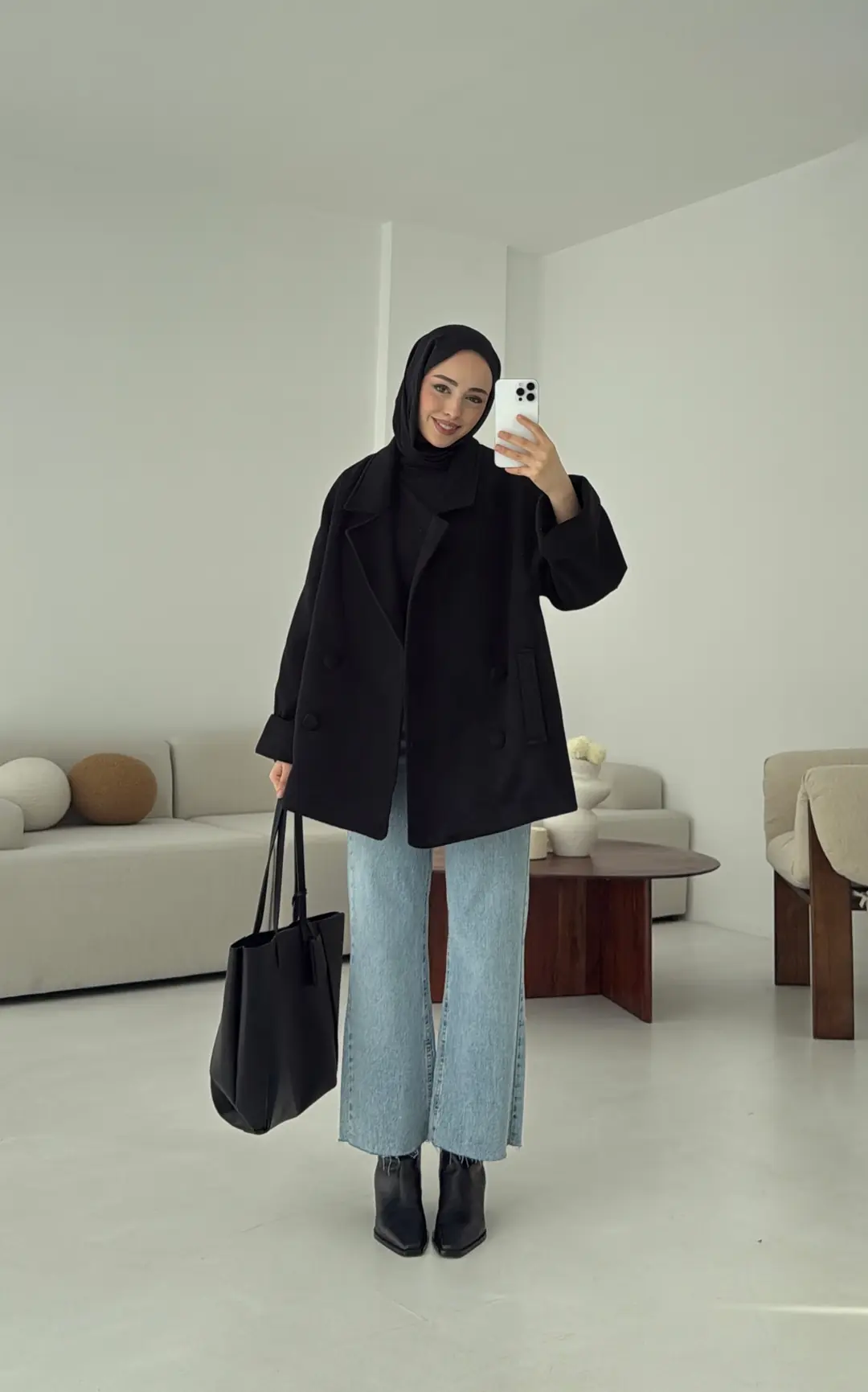 Kruvaze Yaka Kaşe Kaban - Görsel 5