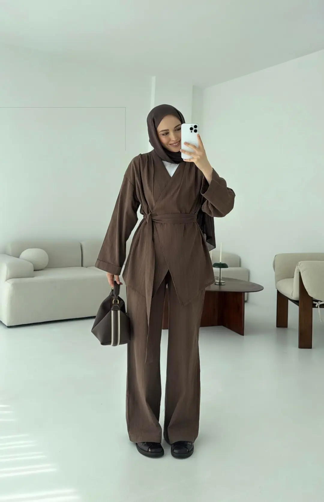 Kuşaklı Takım Kahve - Görsel 2