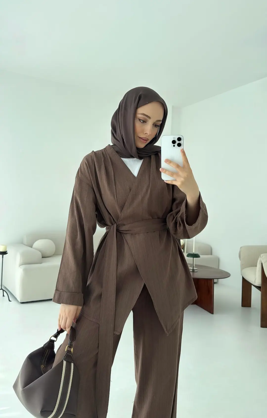 Kuşaklı Takım Kahve - Görsel 3