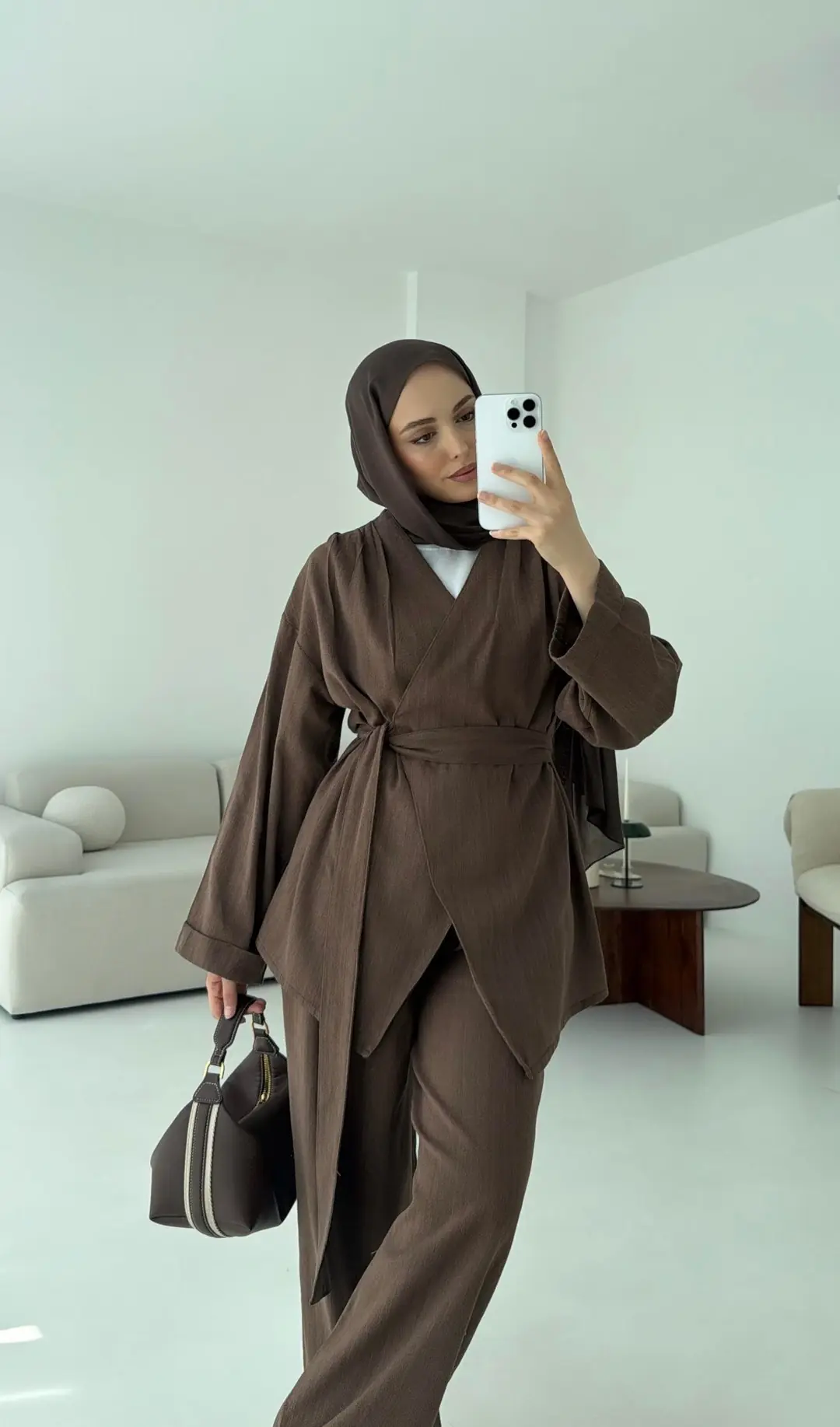 Kuşaklı Takım Kahve - Görsel 4