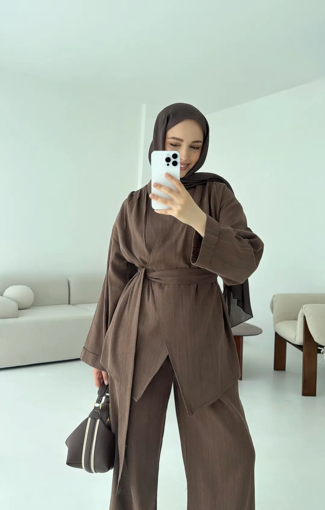 Kuşaklı Takım Kahve - Görsel 5