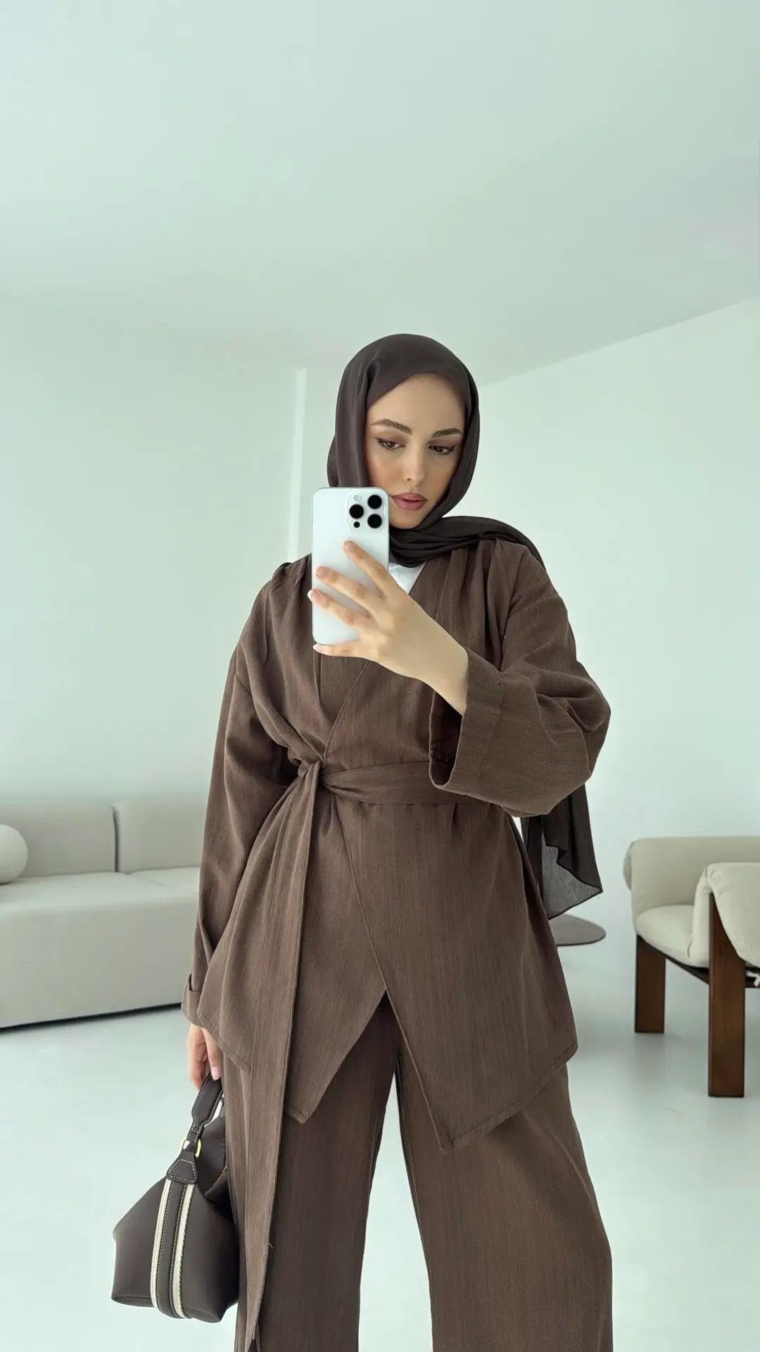 Kuşaklı Takım Kahve - Görsel 6