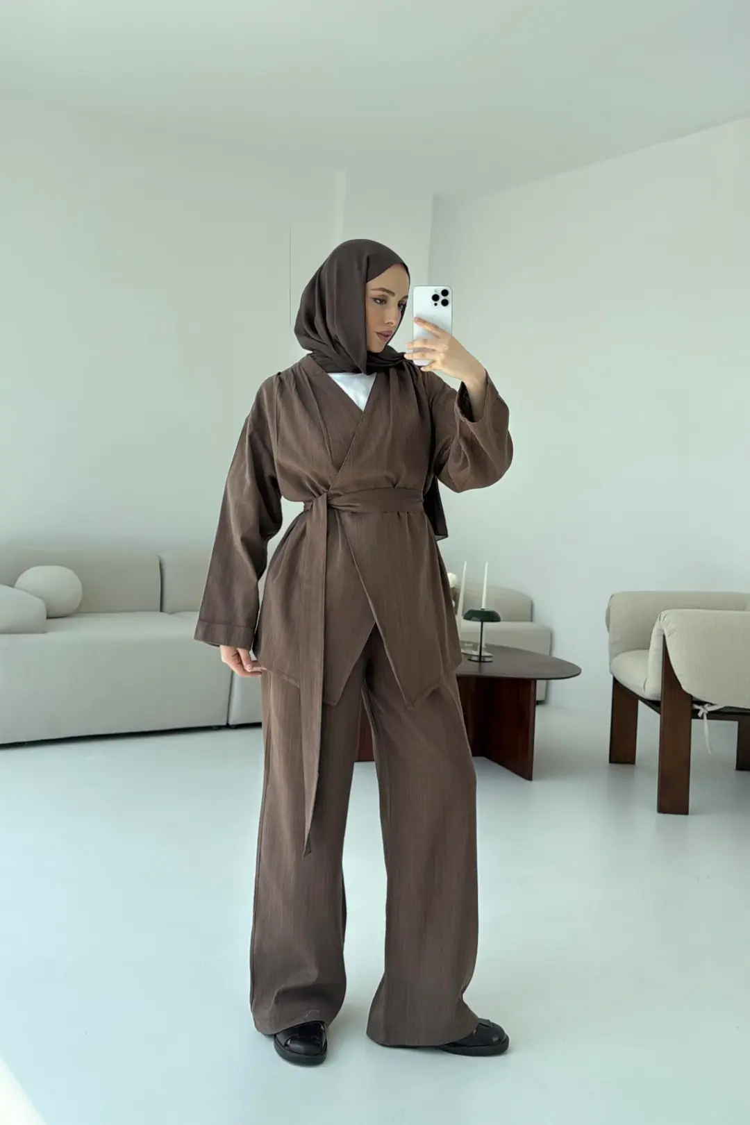 Kuşaklı Takım Kahve - Görsel 8