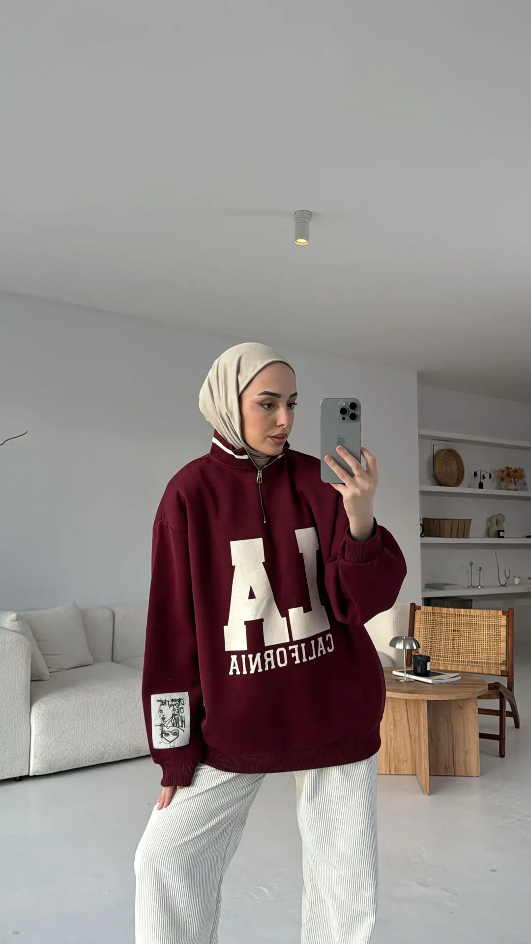 LA California Baskılı Bordo Premium Sweat - Görsel 3