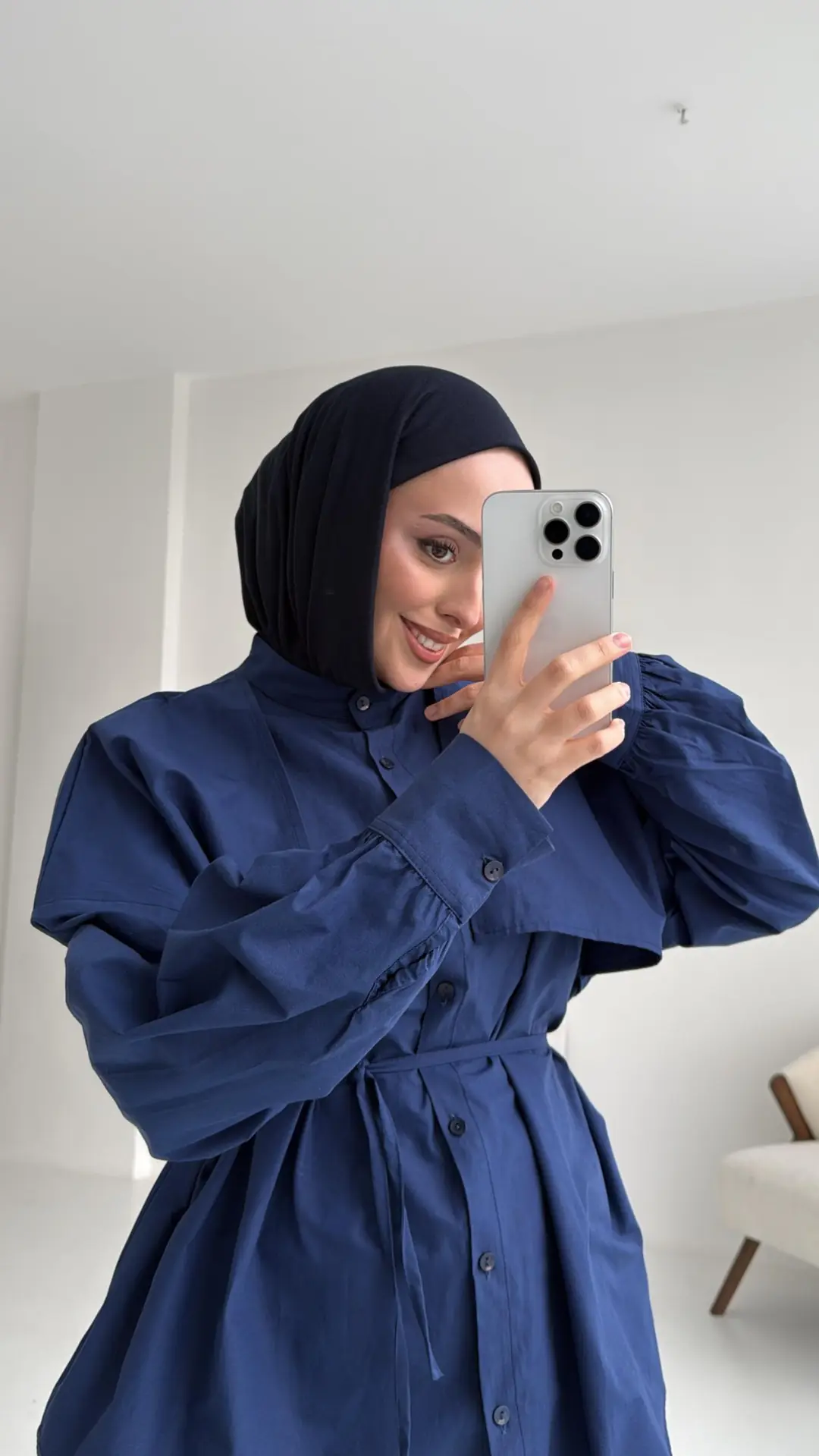 Lacivert Bağlamalı Gömlek - Görsel 5