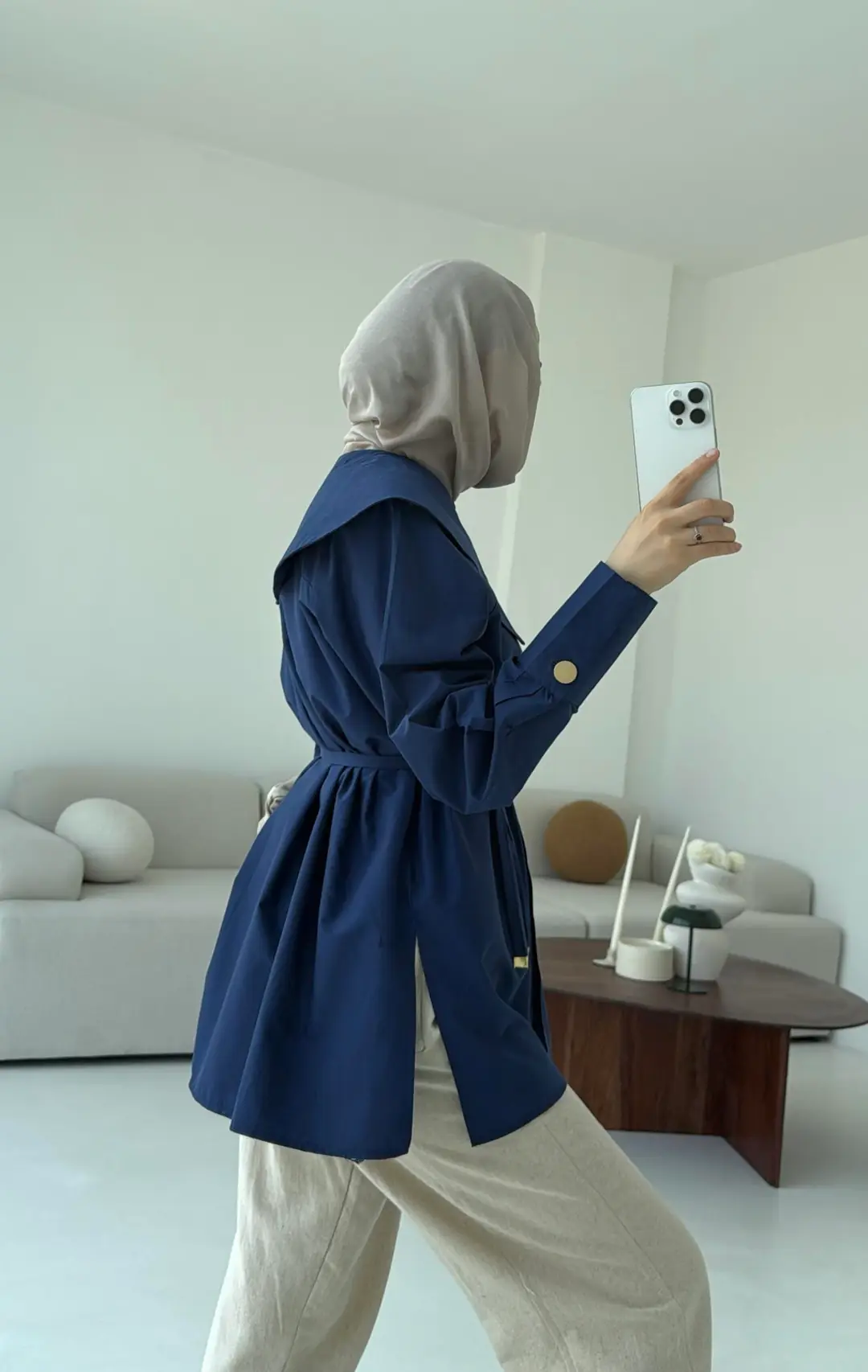 Lacivert Bebe Yaka Gömlek - Görsel 2