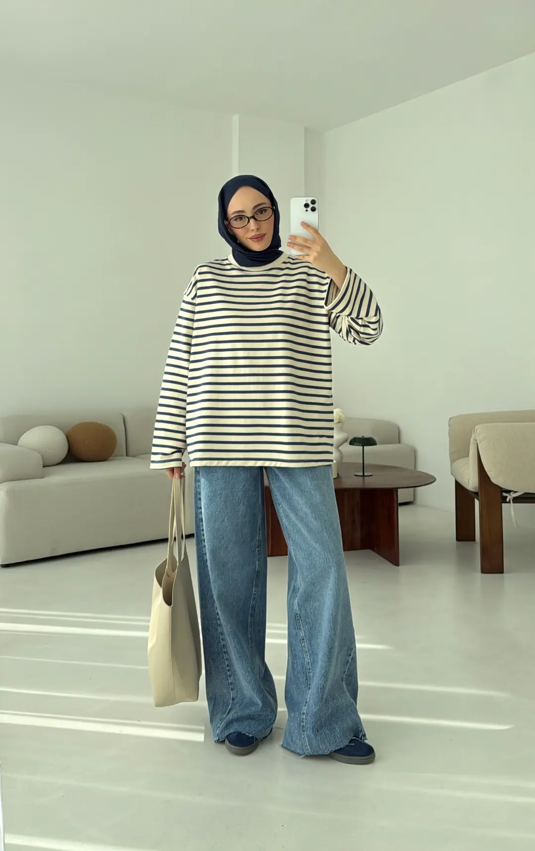 Lacivert Çizgili Sweat