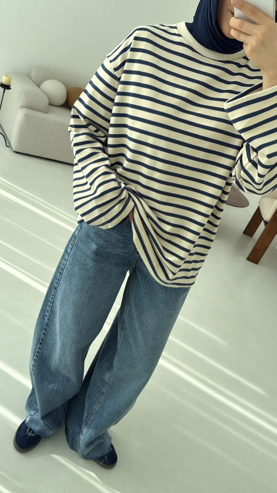 Lacivert Çizgili Sweat - Görsel 11