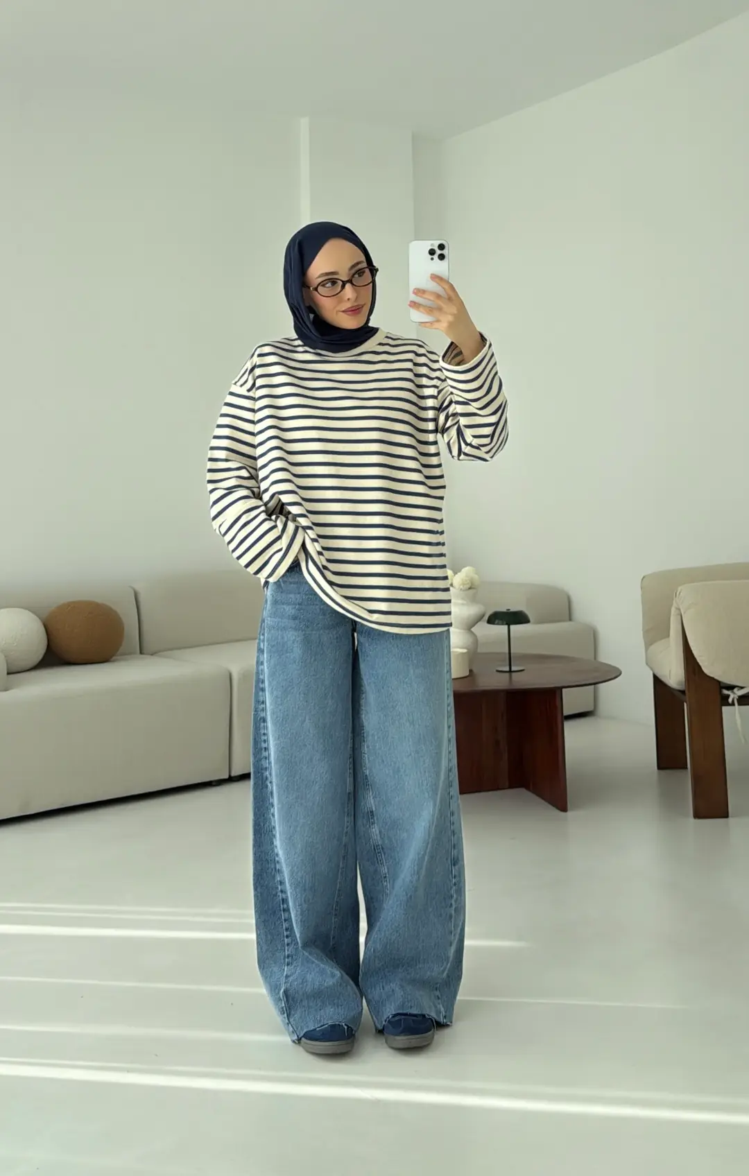 Lacivert Çizgili Sweat - Görsel 22