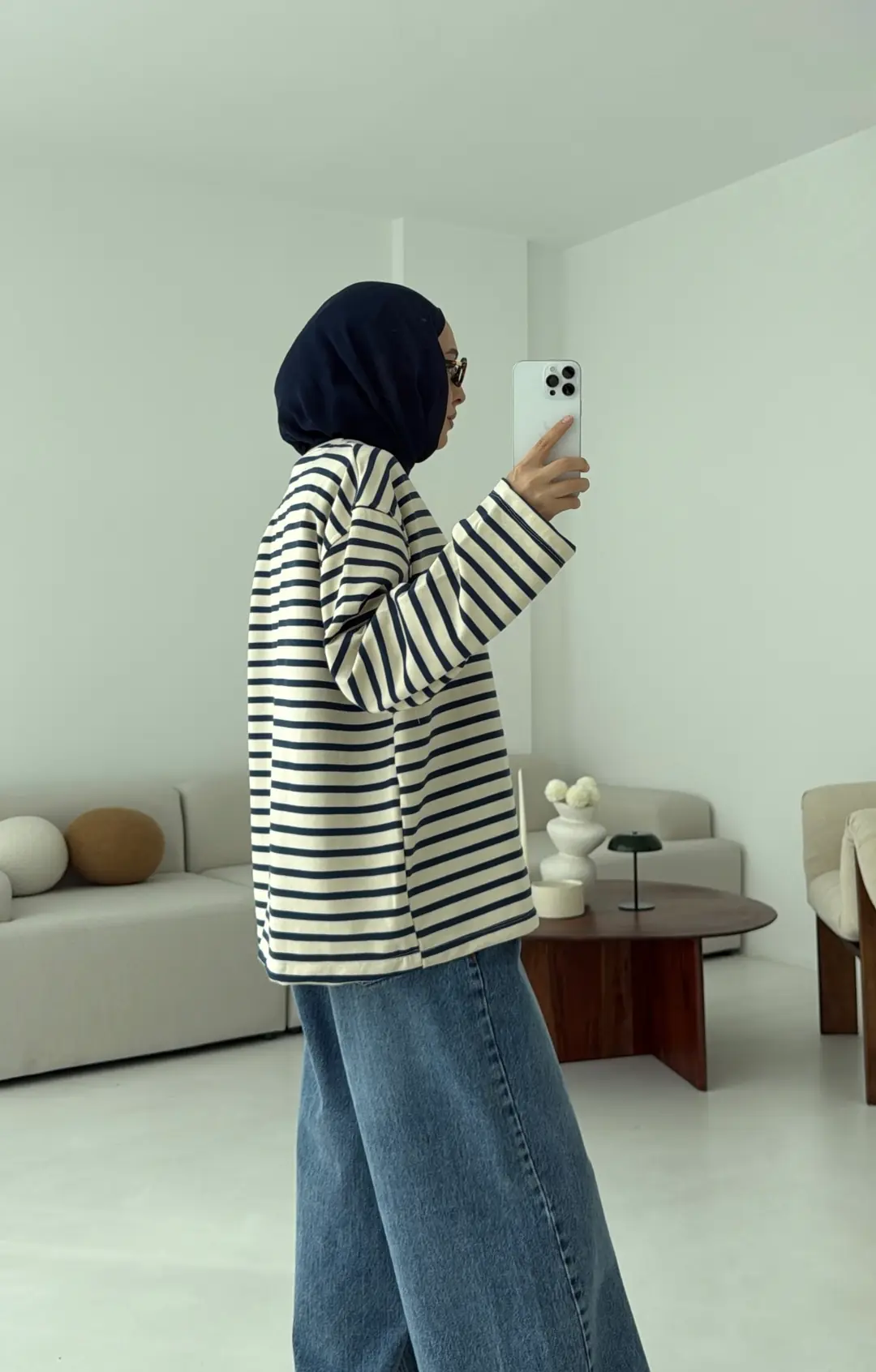 Lacivert Çizgili Sweat - Görsel 23