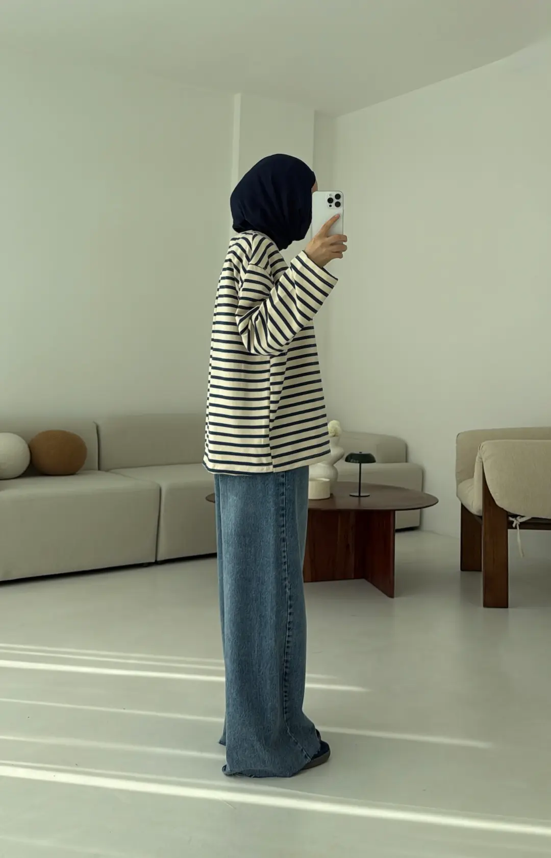 Lacivert Çizgili Sweat - Görsel 7