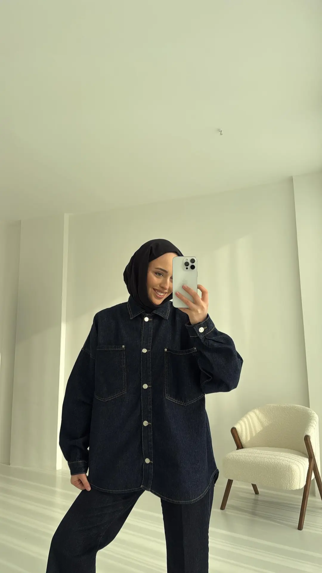 Lacivert Denim Ceket - Görsel 3