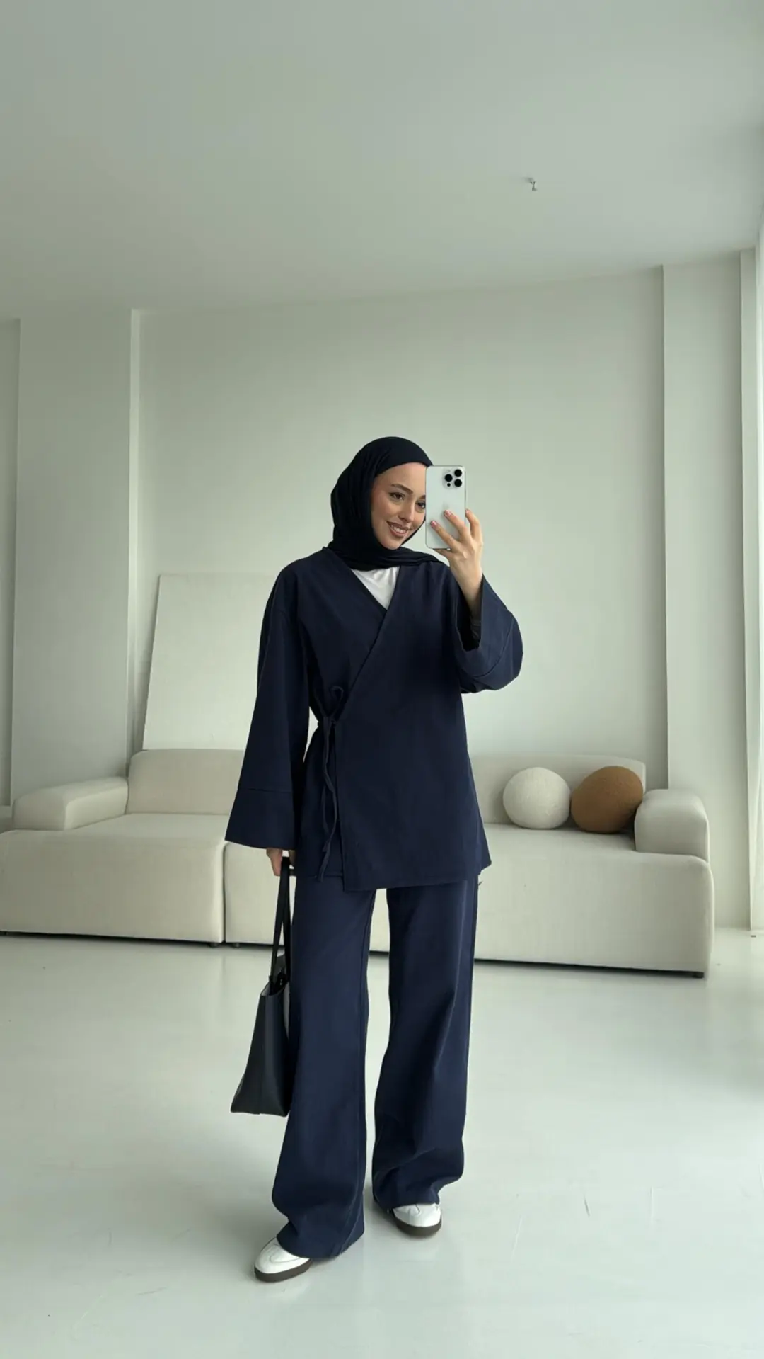 Lacivert Gabardin Kimono Takım - Görsel 2