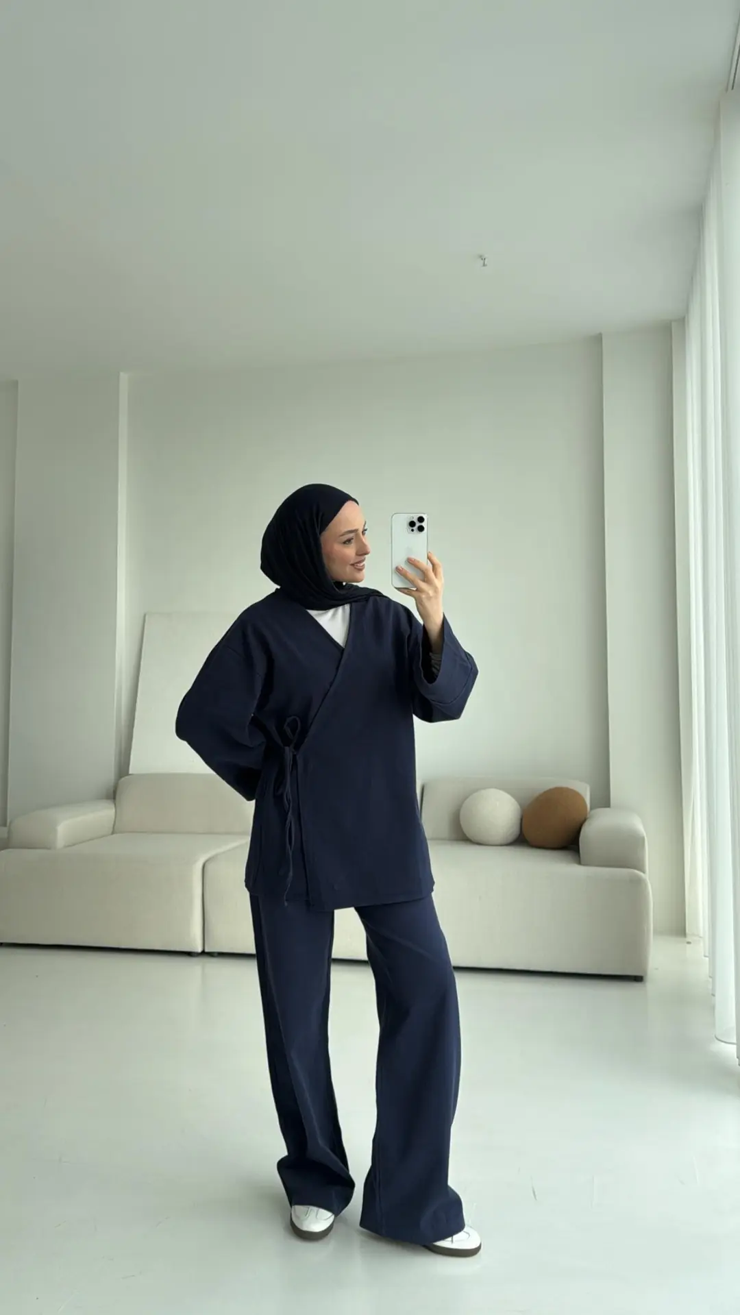 Lacivert Gabardin Kimono Takım - Görsel 3