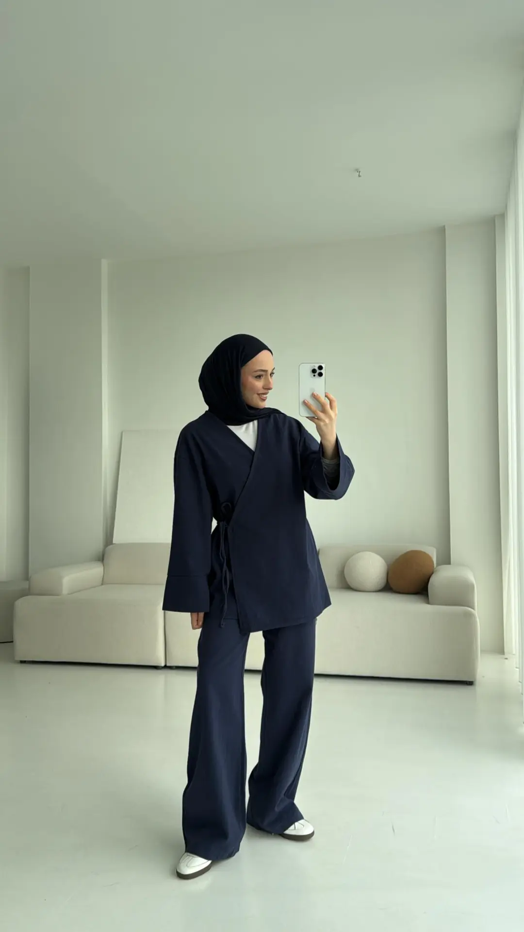 Lacivert Gabardin Kimono Takım - Görsel 5