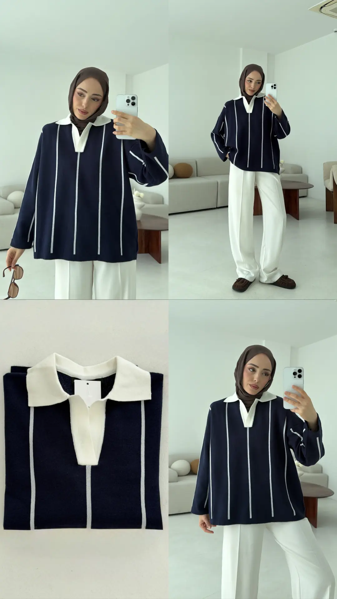 Lacivert-Kemik Polo Yaka Triko - Görsel 2